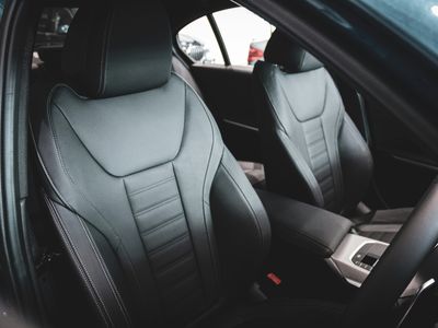 Black leather front seats with contrast stitching